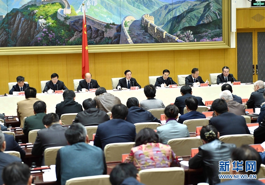 1月13日，中共中央政治局委員、中宣部部長、全國“掃黃打非”工作小組組長劉奇葆在北京出席第三十次全國“掃黃打非”工作電視電話會議。新華社記者 李濤 攝