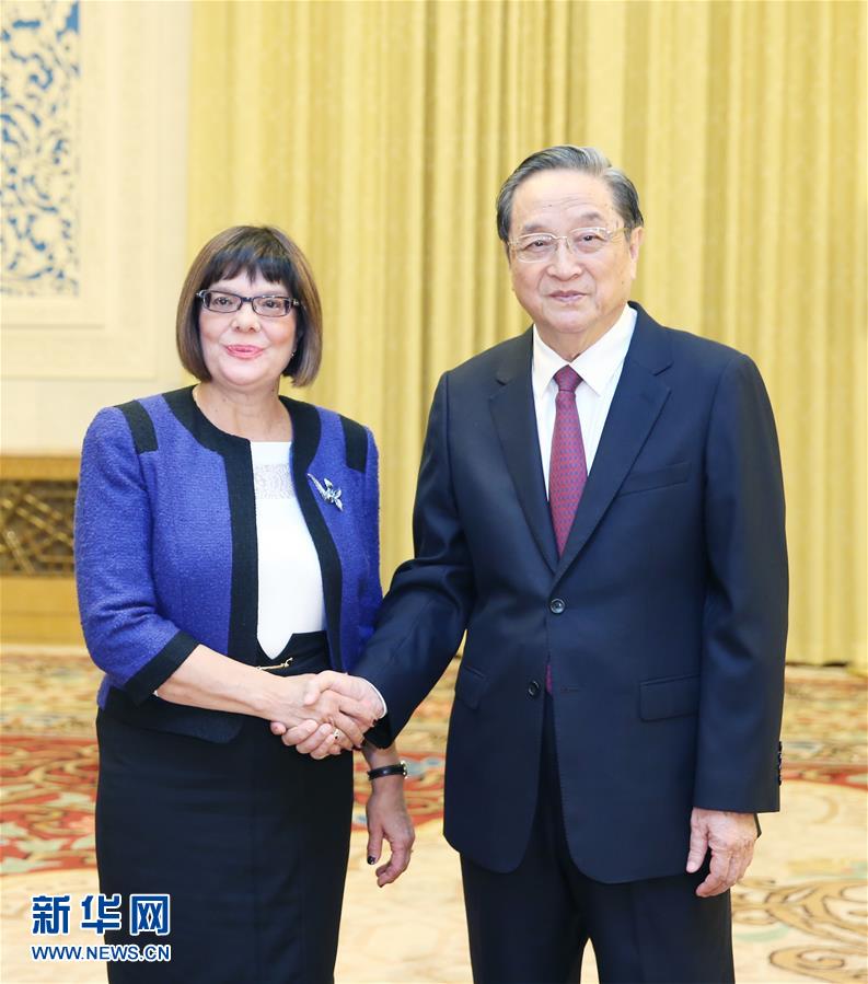 11月27日，全國(guó)政協(xié)主席俞正聲在北京會(huì)見(jiàn)塞爾維亞國(guó)民議會(huì)議長(zhǎng)戈伊科維奇。新華社記者 姚大偉 攝