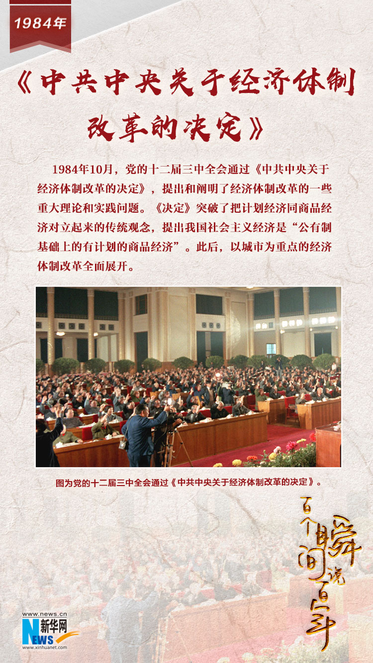 1984，《中共中央關(guān)于經(jīng)濟(jì)體制改革的決定》