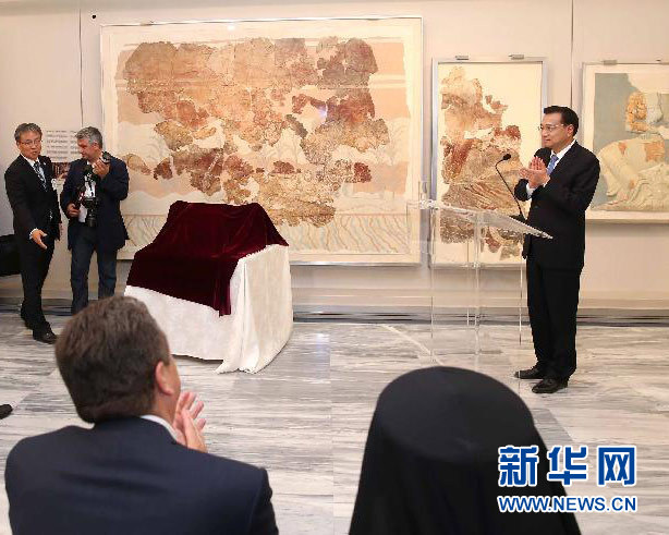 6月21日，國務(wù)院總理李克強(qiáng)與希臘總理薩馬拉斯共同出席希臘伊拉克利翁博物館新館開館儀式并發(fā)表講話。 新華社記者 龐興雷 攝 