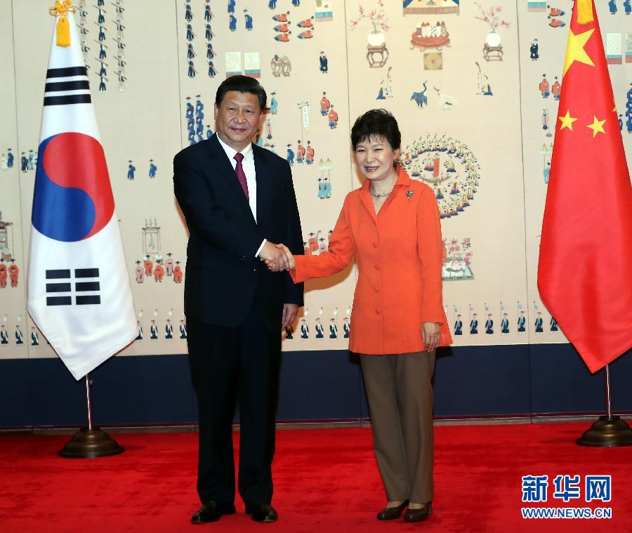 7月3日，國(guó)家主席習(xí)近平在首爾同韓國(guó)總統(tǒng)樸槿惠舉行會(huì)談。新華社記者 蘭紅光 攝