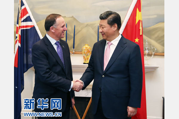 11月20日，中國(guó)國(guó)家主席習(xí)近平在惠靈頓同新西蘭總理約翰·基舉行會(huì)談。 新華社記者 馬占成 攝