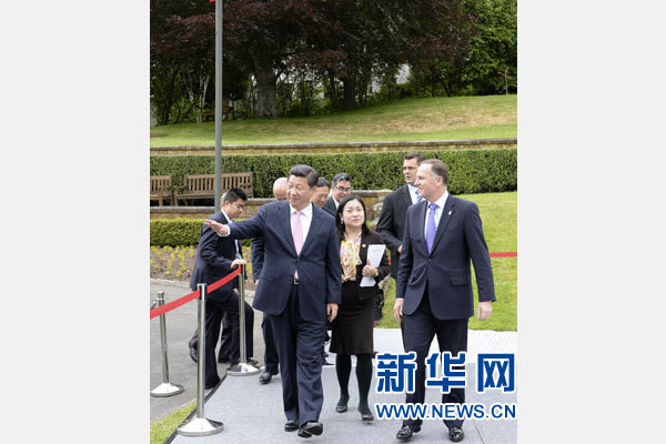 11月20日，中國(guó)國(guó)家主席習(xí)近平在惠靈頓同新西蘭總理約翰·基舉行會(huì)談。 新華社記者 李學(xué)仁 攝