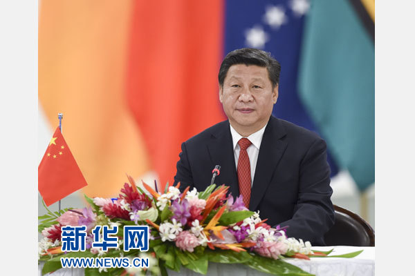 習(xí)近平主持會議并發(fā)表主旨講話。新華社記者 李學(xué)仁攝