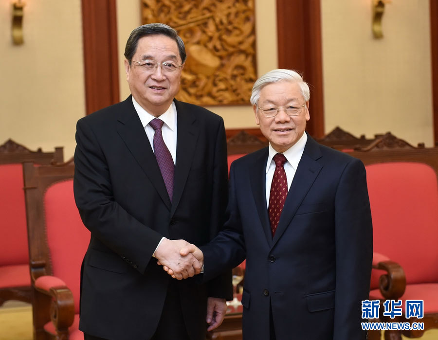 12月25日至27日，中共中央政治局常委、全國政協(xié)主席俞正聲對越南進(jìn)行正式訪問。這是12月26日，俞正聲在河內(nèi)會見越共中央總書記阮富仲。 新華社記者劉建生攝