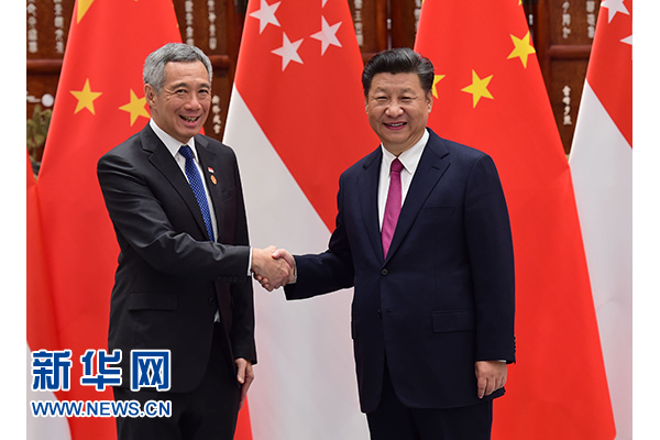 9月2日，國(guó)家主席習(xí)近平在杭州會(huì)見新加坡總理李顯龍。新華社記者張鐸攝