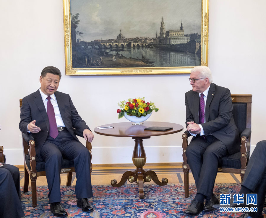7月5日，國家主席習(xí)近平在柏林會(huì)見德國總統(tǒng)施泰因邁爾。 新華社記者李學(xué)仁 攝