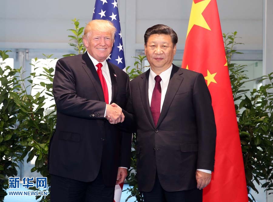 7月8日，國家主席習(xí)近平在二十國集團領(lǐng)導(dǎo)人漢堡峰會閉幕后會見美國總統(tǒng)特朗普，就中美關(guān)系及共同關(guān)心的重大國際和地區(qū)問題深入交換意見。新華社記者 姚大偉 攝