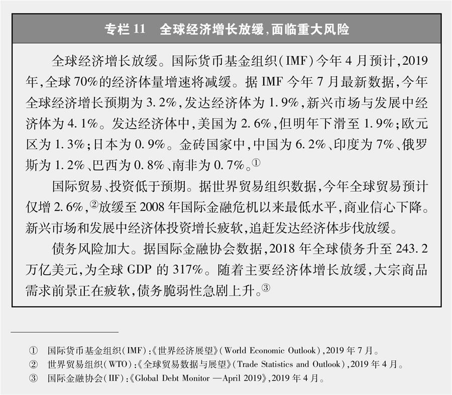 （圖表）[新時代的中國與世界白皮書]專欄11 全球經(jīng)濟增長放緩，面臨重大風(fēng)險