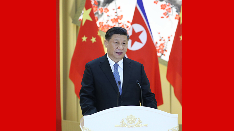 習(xí)近平出席朝鮮勞動黨委員長、國務(wù)委員會委員長金正恩舉行的歡迎宴會